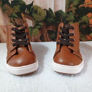 Kids Wonder Nation Toddler Sz 3 Brown Chukka Boots High-Top Sneakers Easy On/Off
